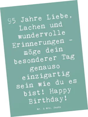 Produktbild von Mr. & Mrs. Panda Postkarte Spruch 95. Geburtstag - Meeresbrise - Geschenk, besonderer Tag, Grußkarte, wundervolle Erinnerungen, Momente des Glücks, Motivkarte, Postkarten