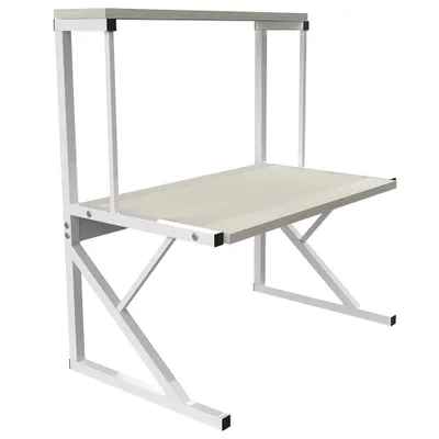 Produktbild von Mikrowellenhalter 2-stufiges Küchenregal Standregal Gewürzregal aus Holz und Stahl 54x30x65cm Weiße Holzfarbe