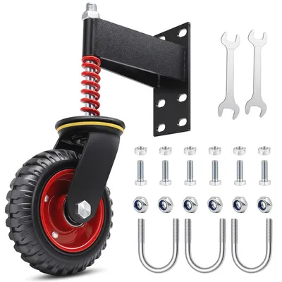 Obrázek produktu pro Otočné kolo pro těžké zatížení s pružinou, průměr 150 mm, nosnost 200 kg, gumový profil pro nerovný terén