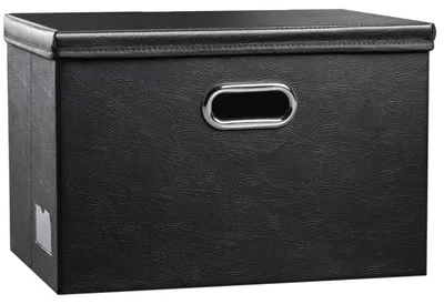 Faltbare Aufbewahrungsbox mit Deckel, Schwarz, 43x30x30 cm