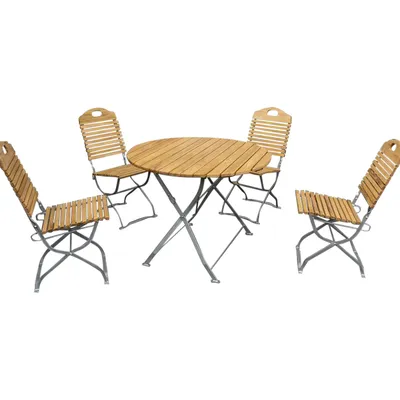 Produktbild von DEGAMO Gartenset BAD TÖLZ 5-teilig, Flachstahl verzinkt + Holz Robinie, klappbar