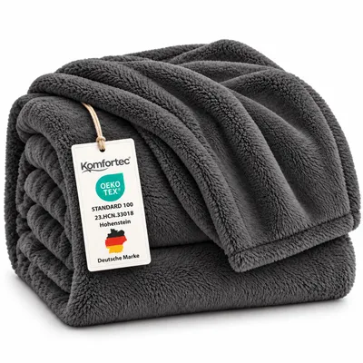 Produktbild von Wohndecke Kuscheldecke 260 g/m², flauschige Wohndecke, Fleecedecke, Anthrazit