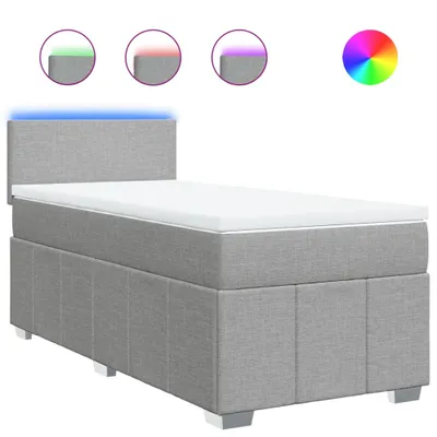 Image de vidaXL Lit boxspring avec matelas gris clair 90x190 cm Tissu