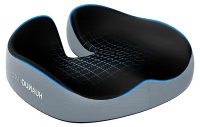 Produktbild von Bürostuhl-Sitzkissen: Großes Memory-Foam-Sitzpolster zur Entlastung von Rücken und Steißbein. Geeignet für Bürostuhl, Autositz und Rollstuhl. Optimal für langes Sitzen. Rutschfest.