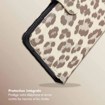 Image de Bibliothèque Selencia Sabi avec impression de panthère pour le Samsung Galaxy A55 - Ivoire doux