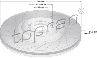 Produktbild von 2x TOPRAN Bremsscheibe 409 322 vorne passend für MERCEDES-BENZ GLE (W166) 54 5mm