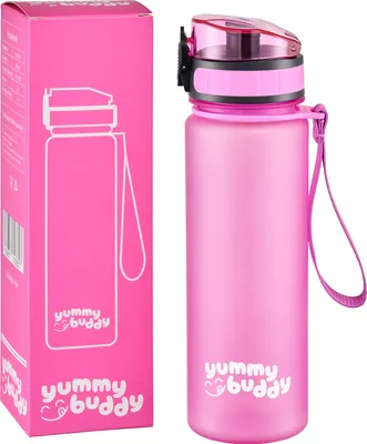 Produktbild von yummy buddy Trinkflasche Kinder Auslaufsicher 500 ml, BPA-Frei, Trinkflasche Schule zum Wandern & Fitnessstudio, Sport Trinkflasche mit Fruchteinsatz, Geschmacksneutrale Wasserflasche 500ml Pink
