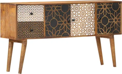 Produktbild von Sideboard mit Druckmustern 130x30x70 cm Massivholz Mango