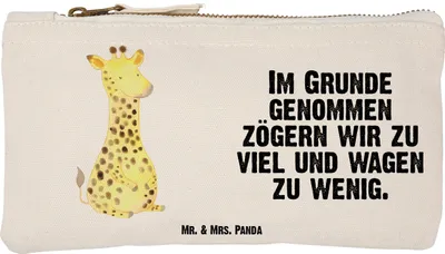 Produktbild von Mr. & Mrs. Panda Kulturbeutel Giraffe Zufrieden Größe S Klein - Weiß - Geschenk, Afrika, Schminktasche, Glück, Kosmetiktasche, Täschchen, Abenteuer, Federtasche, Etui