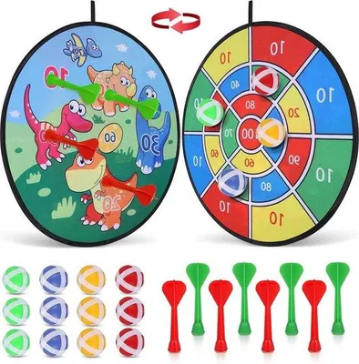 Produktbild von Dinosaurus Dartbord für Kinder mit Klebebandbällen, Outdoor-Spiel, 3-12 Jahre