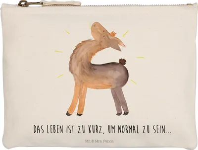 Produktbild von Mr. & Mrs. Panda Etui Lama Stolz Grösse XL Große - Weiß - Geschenk, Kulturtasche, Familie, Family, Freundin, Mäppchen, Lamas, Kosmetiktasche, Stifteetui, Kulturbeutel
