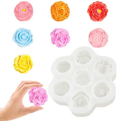 Productafbeelding van Siliconenmal voor bloemen, rozen, anjers, pioenrozen, 3D-vormen, geschikt voor geurkaarsen, chocolade, en knutselprojecten met gips en hars.