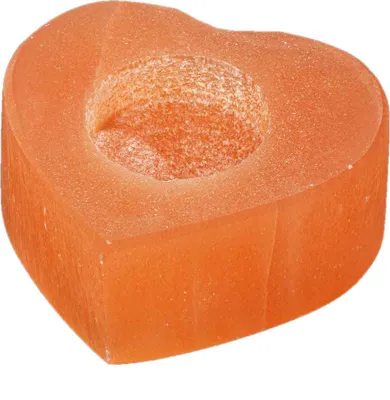 Produktbild von Pfirsich Selenit Herz Kerzenhalter 9x8cm – Herzförmiger Selenit Kerzenhalter