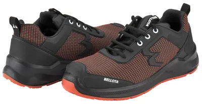 Zdjęcie produktu dla Obuwie ochronne Bellota, model do biegania, uniwersalne, dla dorosłych, kolor: czarny/pomarańczowy, rozmiar: 44 EU