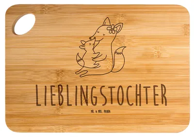 Produktbild von Mr. & Mrs. Panda Holzbrett Fuchs Mama - Transparent - Geschenk, Umarmen, Schoß, Schneidebrett, Holzbrettchen, schneidbrett, Brett, Muttertag, Hackbrett, Tochter