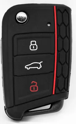 Produktbild von Auto Schlüssel Hülle Silikon Schutz Cover im Wabe Design Schwarz kompatibel mit Golf 7 Polo 6C Seat Ateca Arona Leon Skoda Octavia Superb Kodiaq 3 Tasten Klappschlüssel