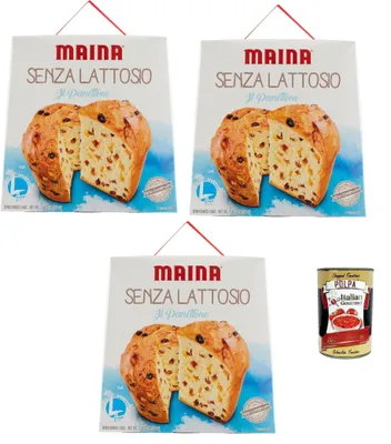 Produktbild von Maina Italian Gourmet Panettone Senza Lattosio laktosefreier Kuchen 3 x 750g