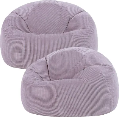 Zdjęcie produktu dla Zestaw 2 szt. icon Klasyczny worek do siedzenia Bean Bag, kordowe fotele do siedzenia do salonu, fioletowe – wyprodukowane w Niemczech
