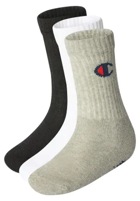 Produktbild von Champion Unisex Kinder Core- Junior 3PP Crew Socken, Hellgrau Meliert, Weiß, Sch