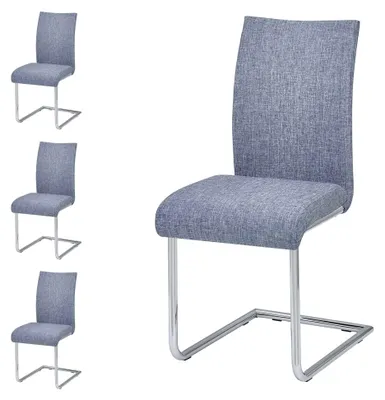 Produktbild von Esszimmerstuhl ALADINO modernes Design, Schwingstuhl Freischwinger Küchenstuhl, Set mit 4 Stühlen in grauem Stoffbezug