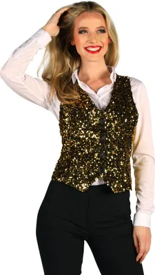 Produktbild von Weste West End Pailletten gold schwarz Damen, Groesse:L