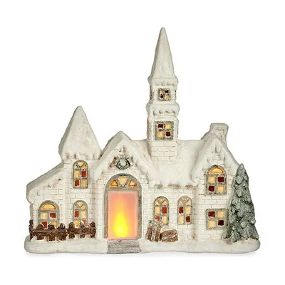 Obrázok produktu pre Dekoratívna figúrka Vianočný domček s LED svetlom 11 x 47,5 x 49 cm biela polyesterová živica
