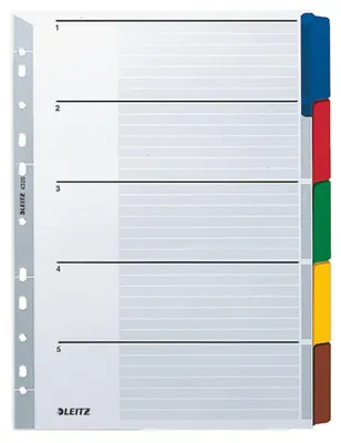 Produktbild von Leitz Register 43200000 blanko DIN A4 5teilig Karton grau