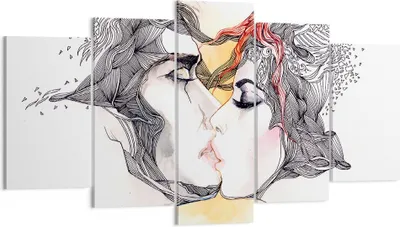 Produktbild von Bild auf Leinwand - Leinwandbild - Paar Küssen Abstraktion - 160x85cm - Wand Bild - Wanddeko - Leinwanddruck - Bilder - Kunstdruck - Wanddekoration - Leinwand bilder - Wandkunst - EA160x85-3005