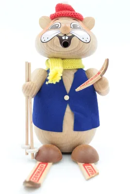 Produktbild von Kuhnert - Echt Erzgebirge Hamster Räuchermann,-figur,-männchen 19cm - Skiunfall
