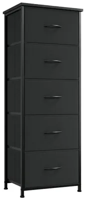 Produktbild von Stoffkommode mit 5 Schubladen Schwarz 30x42x114.5 cm