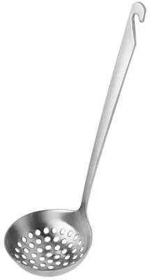 Productafbeelding van Ibenzoa® schuimlepel van roestvrij staal, fijn geperforeerd – hittebestendig, 25,5 x 7,5 x 3,5 cm, ergonomische handgreep met ophangoog, vaatwasmachinebestendig