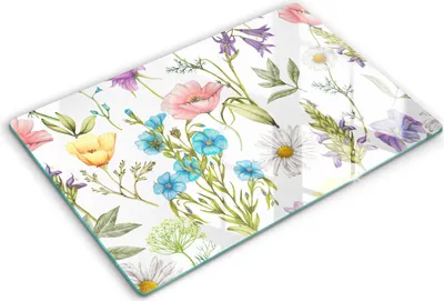 Produktbild von Abdeckung Glas - Küchenabdeckung - 80x52 cm - Abdeckplatte -Blumenillustration