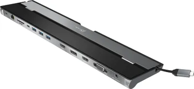 Produktbild von j5create JCD543P-EN USB-C® dreifach Display Docking Station mit 100W PD Adapter - EU, Kabelgebunden, USB 3.2 Gen 1 (3.1 Gen 1) Type-C, 100 W, 3,5 mm, 10,100,1000 Mbit/s, Schwarz, Silber