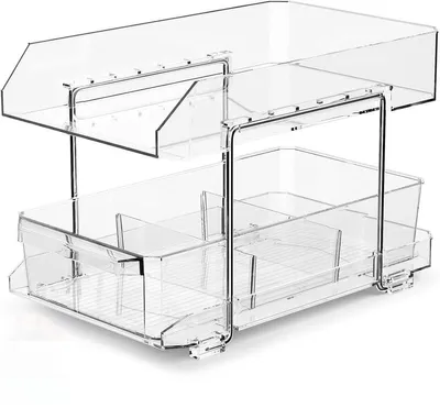 Produktbild von PolkaHome® Organizer für Schrank, Küche, Kühlschrank – Acryl, ausziehbar, 31x19x21 cm, transparent