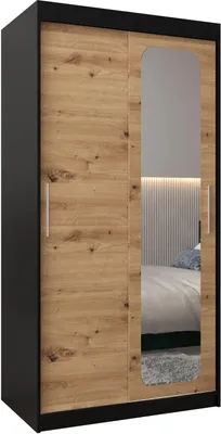 Produktbild von MEBLE KRYSPOL Promo 2100 Schlafzimmerschrank zwei Schiebetüren - Mattschwarz + Artisan