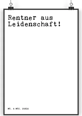 Produktbild von Mr. & Mrs. Panda Bild Rentner aus Leidenschaft!  DIN A3 - Weiß - Geschenk, wanddeko, Sprüche, Rentnerin, Pensionierung, Plakat, wandkunst, drucke, Kunstdruck