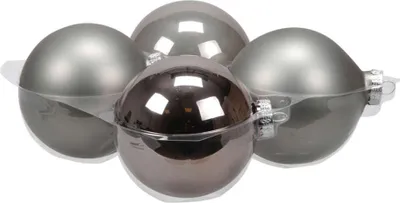 Produktbild von 4 Christbaumkugeln 10cm Glas Weihnachtskugel Kugel Baumschmuck 100mm Weihnachten, Farbe:titangrau glanz/matt