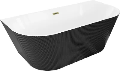 Obrázok produktu pre Mexen Oris voľne stojaca vaňa s drážkou 170 x 80 cm, biela/čierna, zlatý odtok - 52871708075-50