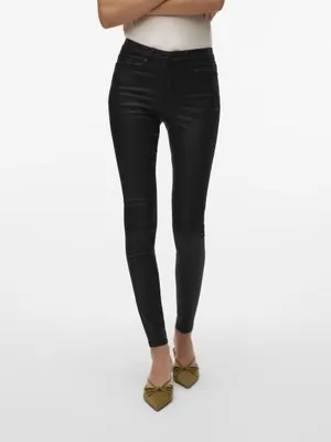 Produktbild von Vero Moda VMFLASH MR SKINNY COATED PANTS NOOS Black L/30