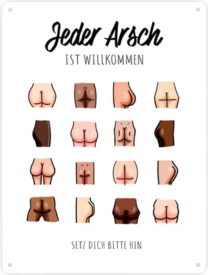 Produktbild von Jeder Arsch ist Willkommen WC Metallschild XXL in 28x38 cm