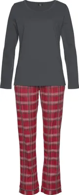 Produktbild von H.I.S. Pyjama 2 -teilig braun/rot-kariert Größe 40