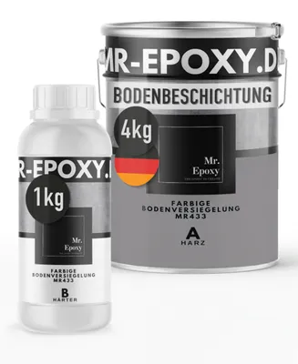 Produktbild von Mr. Epoxy Epoxidharz Bodenbeschichtung (5 kg, RAL 7036 Platingrau) - 2K Betonfarbe für Garagen, Keller & Werkstatt Boden - Flüssigkunststoff Epoxid Grundierung und Bodenversiegelung