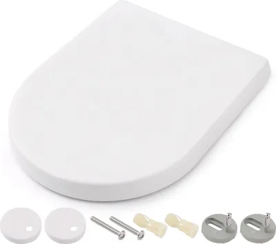 Produktbild von Universelle WC-Brille mit Soft-Close-Funktion - Schnellverschluss - antibakterieller Kunststoff - weiß - D-Form - 450 x 361 x 53 mm