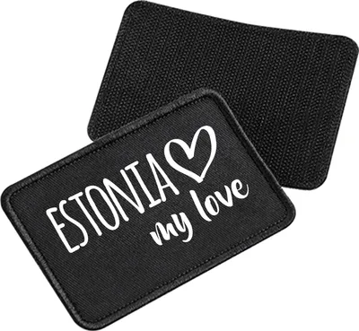 Produktbild von Huuraa Patch Estonia my love Black 10 x 6,5cm Baumwolle Klettpatch für Mütze Geschenkidee