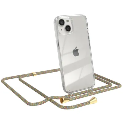Produktbild von EAZY CASE Handykette kompatibel mit Apple iPhone 13, Handyhülle mit Umhängeband, Handykordel, Schutzhülle Clear, Band in Bunt