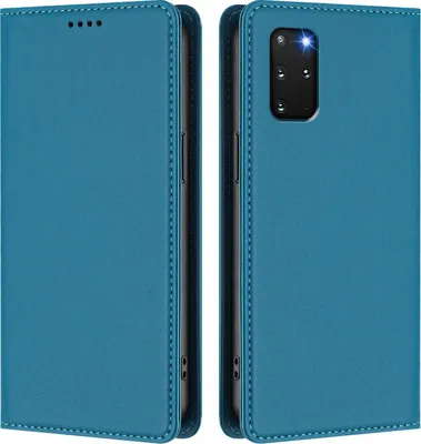 Produktbild von Handyhülle für Samsung Galaxy S20+ 5G, Kunstleder Klapphülle Stoßfeste Magnetische Hülle mit Ständer Blau