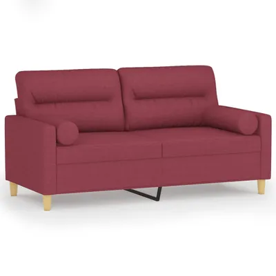 Produktbild von vidaXL 2-Sitzer-Sofa mit Zierkissen Weinrot 140 cm Stoff