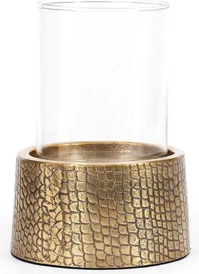 Produktbild von Bazar Bizar Der Croco Kerzenhalter Mit Glas - Messing - L