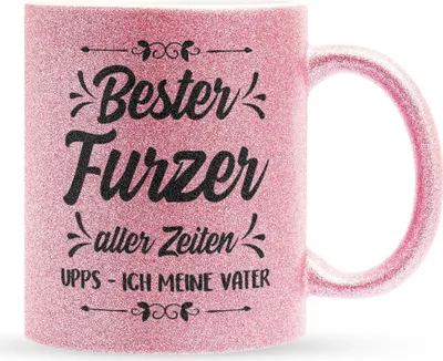 Produktbild von 22Feels Glitzertasse Pink Papa Geschenk Vatertag Vater Geburtstag Kaffeetasse Männer Weihnachten Haferl Geschenkidee Bürotasse