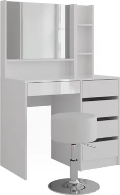 Produktbild von Schminktisch Vicco Sherry Weiß/Weiß Hochglanz 89.8 cm 4 Teile, Model 57700